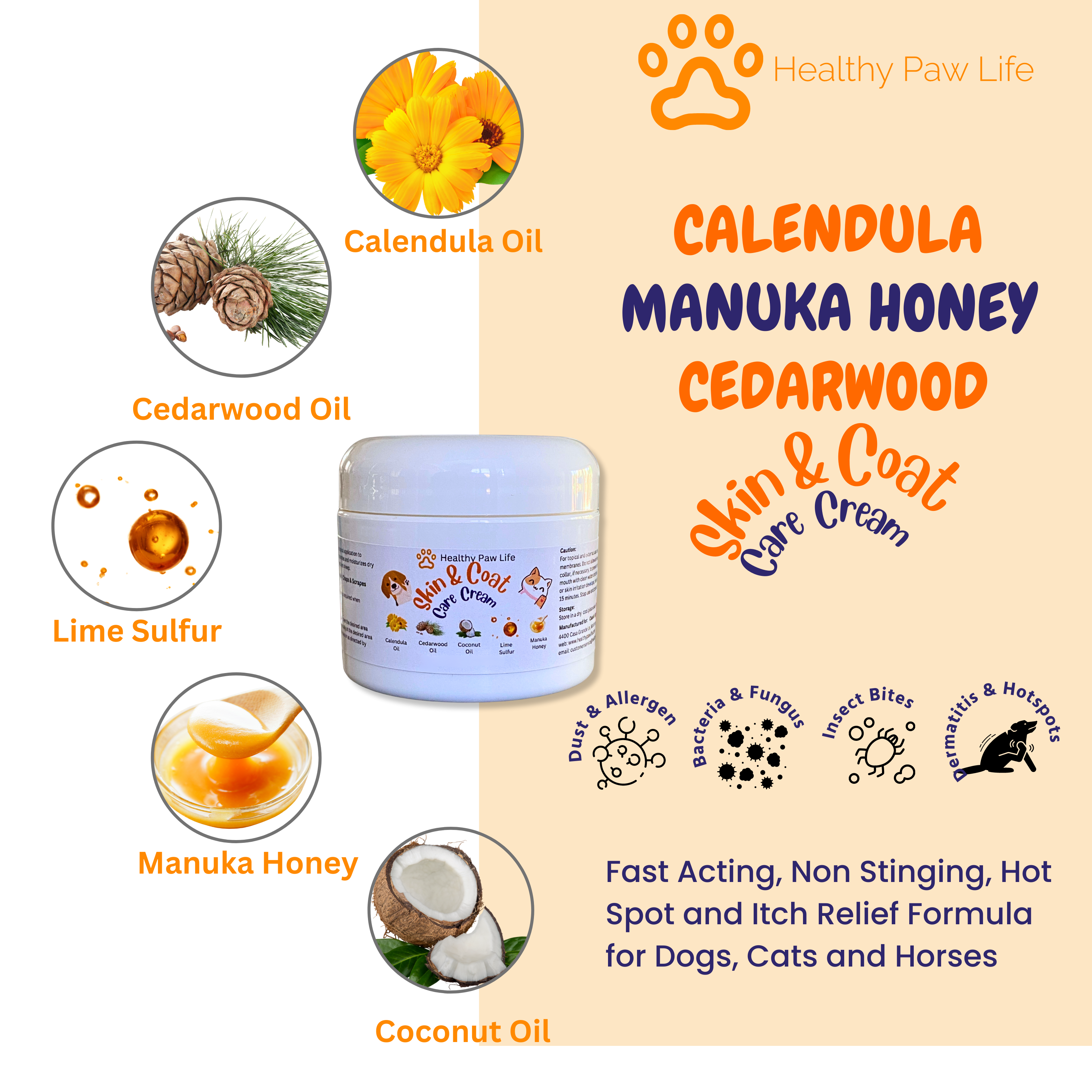 Calendula Manuka Honey & Cedarwood - Skin & Coat Care Cream - PetScript Pharmacy